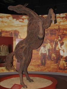 Barbed wire horse at the Glenbow Mavericks exhibit.